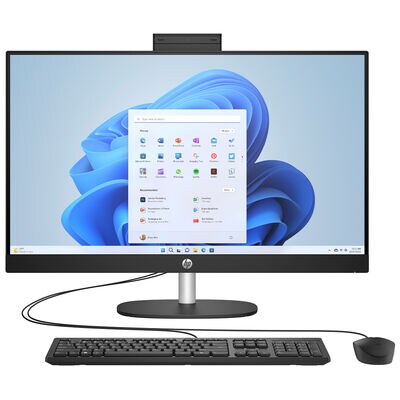 HP 23.8 in. All-In-One Desktop with Intel Core i3-N300, 8-Core CPU, Intel UHD GPU, 8 GB RAM, 256 GB SSD & Windows 11 Home - Jet Black | 24-CR0430