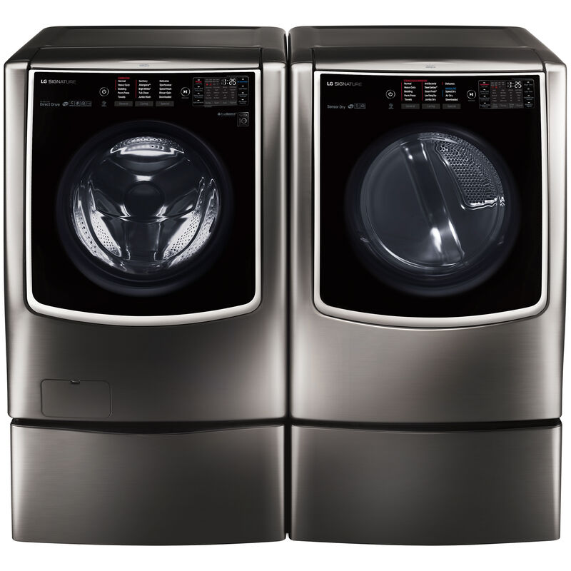 LG Signature 29 in. 9.0 cu. ft. Gas Dryer with TurboSteam Technology & Sensor Dry - Black Stainless Steel, , hires