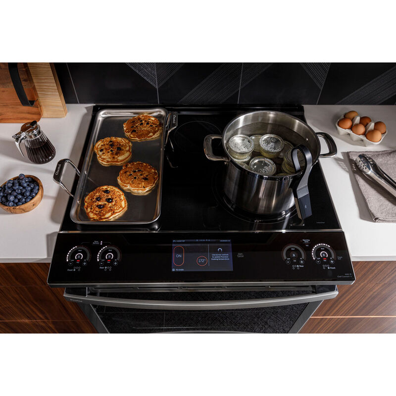 GE Profile 30 in. 5.3 cu. ft. Smart Air Fry True European Convection Slide-In Electric Range with 5 Induction Burners - Stainless Steel, Stainless Steel, hires