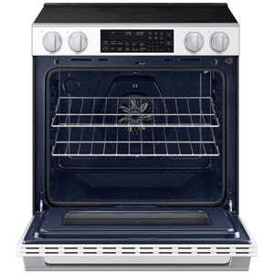 Samsung Bespoke 30 in. 6.3 cu. ft. Smart Air-Fry True European Convection Slide-In Electric Range with Radiant Burners - White Glass, White Glass, hires