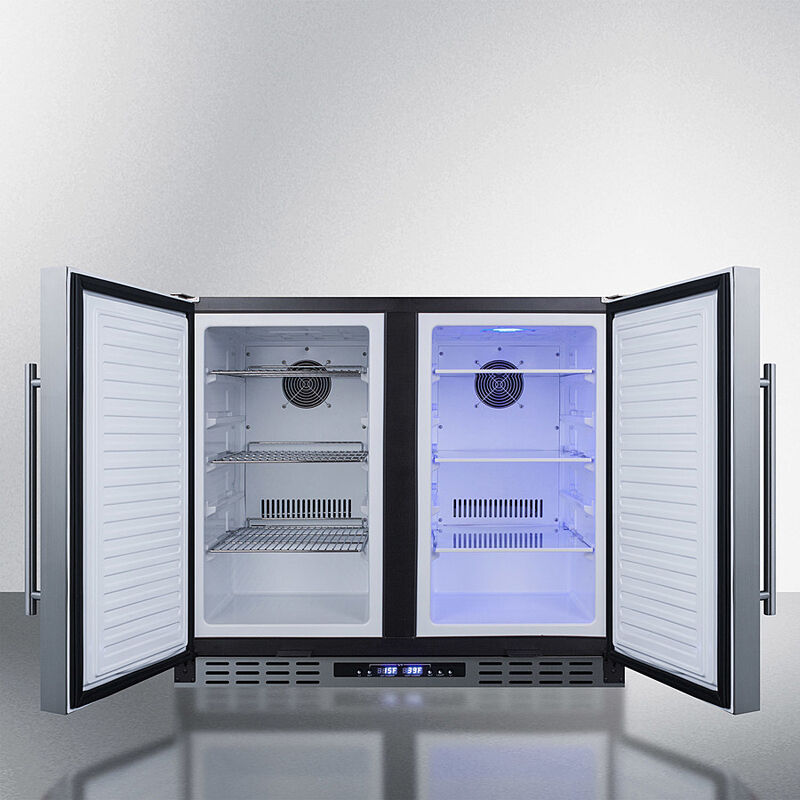 Summit 36 in. 5.8 cu. ft. ADA Compliant Side by Side Undercounter Refrigerator - Stainless Steel with Black Cabinet, , hires