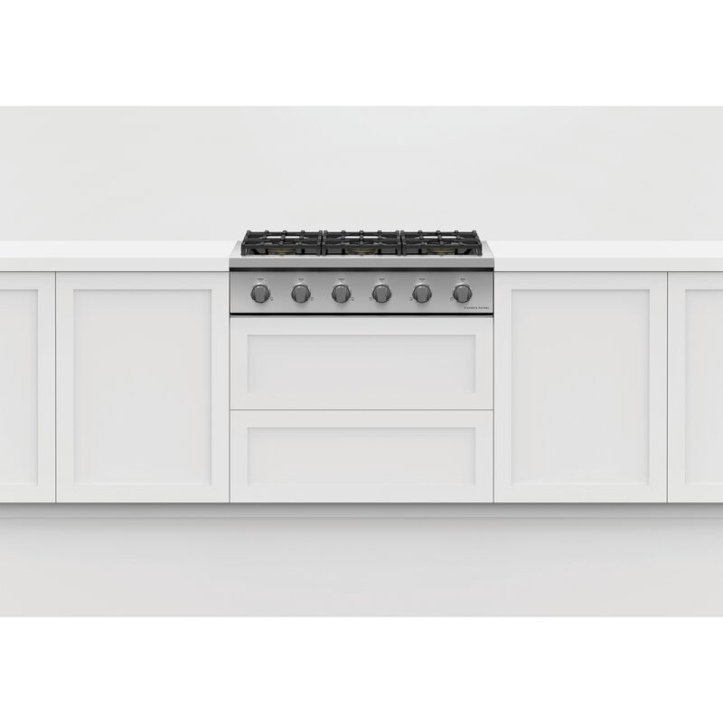 Fisher & Paykel Series 9 36 in. 6-Burner Natural Gas Rangetop with Simmer Burner & Power Burner - Stainless Steel, , hires