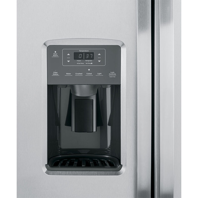 GE 36 in. 25.3 cu. ft. Side by Side Refrigerator with Ice & Water Dispenser - Fingerprint Resistant Stainless, Fingerprint Resistant Stainless, hires