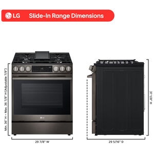 LG 30 in. 6.3 cu. ft. Smart Air-Fry True European Convection Slide-In Gas Range with 5 Sealed Burners & Griddle - Black Stainless Steel, , hires