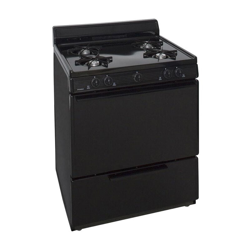 Premier 30 in. 3.9 cu. ft. Gas Range with Open Burners - Black, , hires