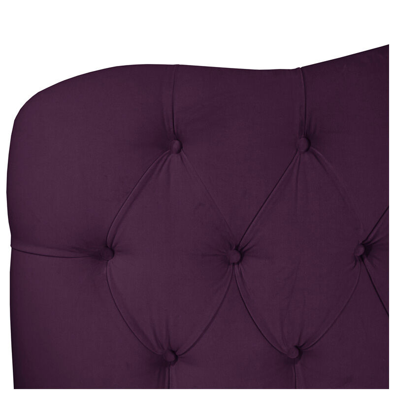 Skyline Furniture Tufted Velvet Fabric Upholstered Full Size Bed - Aubergine Purple, Aubergine, hires