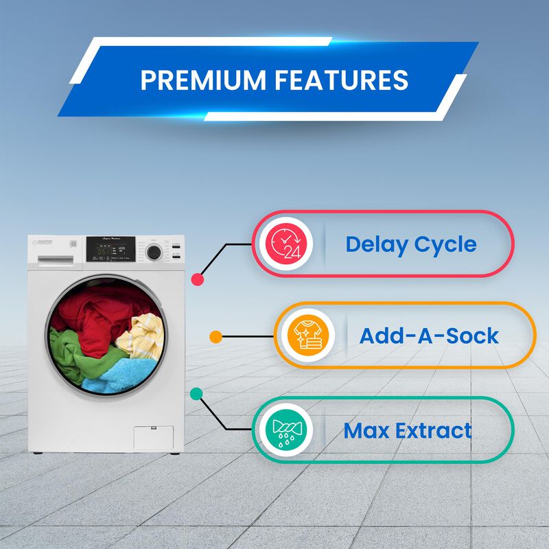 Equator 24 in. 1.6 cu. ft. Electric Front Load Laundry Center with Pet Cycle, Sanitize Cycle & Sensor Dry - White, White, hires