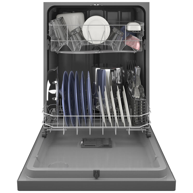 GE 24 in. Front Control Flush-Mount Dishwasher with 55 dBa Sound Level, Dry Boost & Pocket Handle - Stainless Steel, Stainless Steel, hires