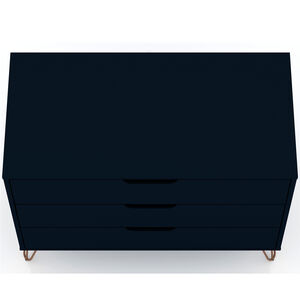 Manhattan Comfort Rockefeller Mid-Century Modern 3-Drawer Dresser - Tatiana Midnight Blue, Midnight Blue, hires