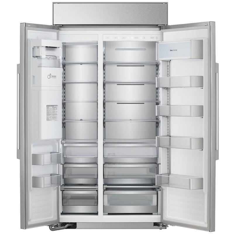 Signature Kitchen Suite 42 in. 25.6 cu. ft. Built-In Smart Counter Depth Side by Side Refrigerator with Ice & Water Dispenser - Stainless Steel, , hires