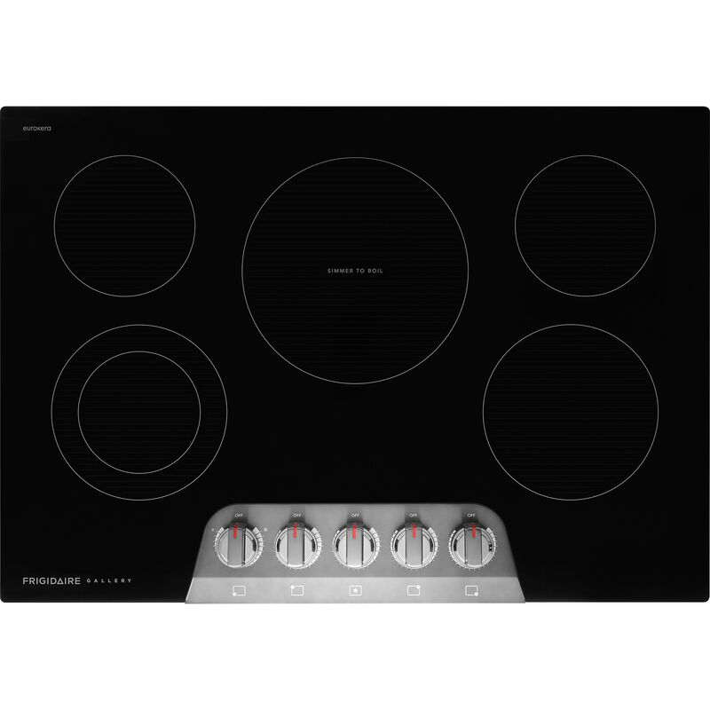 Frigidaire Gallery 30 in. 5-Burner Electric Cooktop with Simmer Burner & Power Burner - Black Stainless Steel, , hires