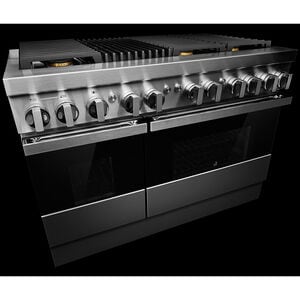 JennAir Noir Series 48 in. 6.3 cu. ft. Smart True European Convection Double Oven Dual Fuel Range with 6 Sealed Burners & Grill - Stainless Steel, , hires