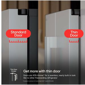 LG 36 in. 23.7 cu. ft. Smart Counter Depth French Door Refrigerator with Zero Clearance Hinge, Ice & Water Dispenser - PrintProof Stainless Steel, , hires
