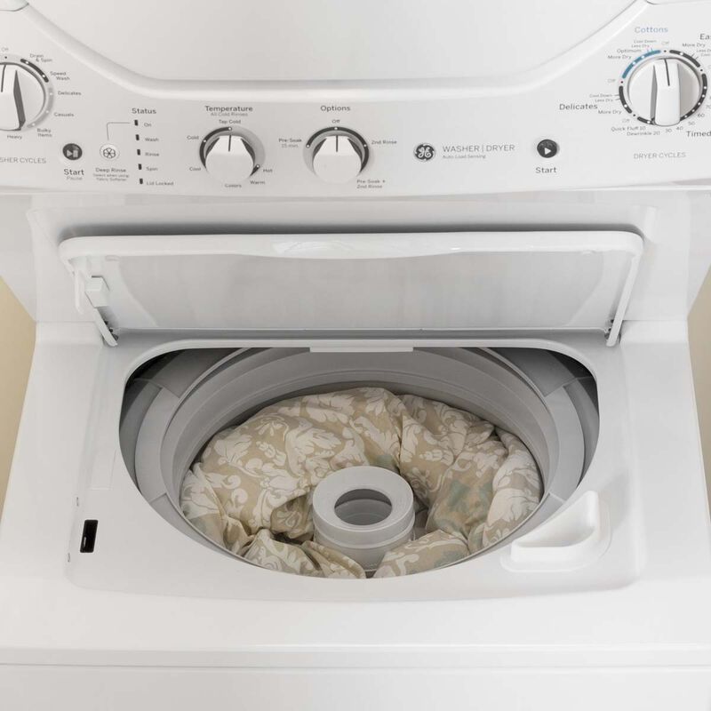 GE 24 in. Laundry Center with 2.3 cu. ft. Washer with 11 Wash Programs & 4.4 cu. ft. Dryer with 4 Electric Dryer Programs & Wrinkle Care - White, , hires