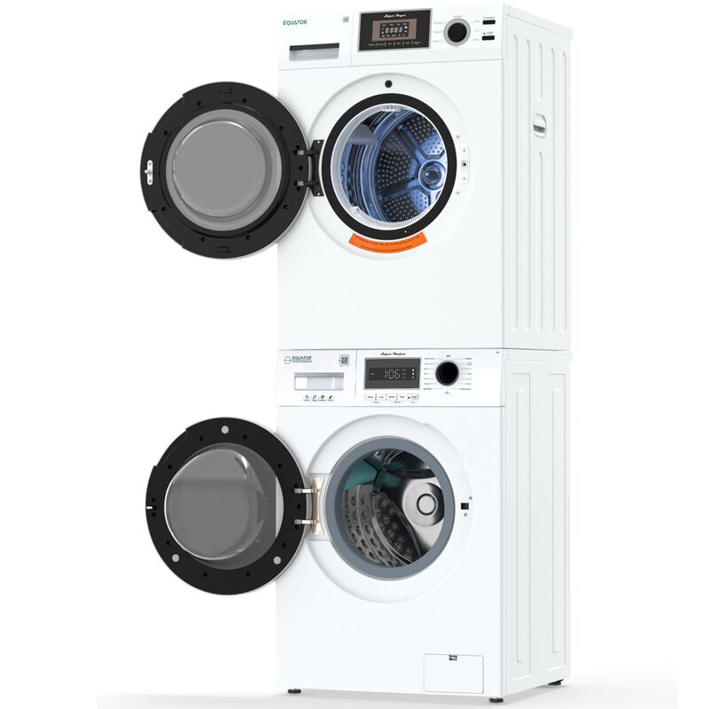 Equator Compact 24 in. 1.57 cu. ft. Electric Front Load Laundry Center with Sensor Dry, Pet & Sanitize Cycle - White, , hires
