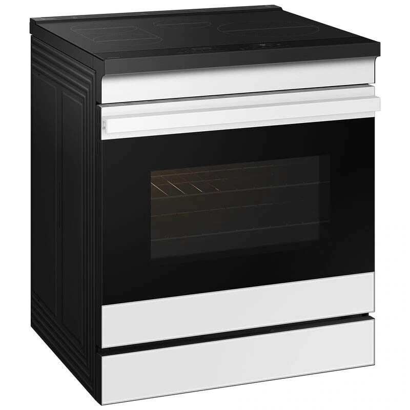 Samsung Bespoke 30 in. 6.3 cu. ft. Smart Air Fry Standard Convection Slide-In Electric Range with 4 Induction Burners - White Glass, , hires