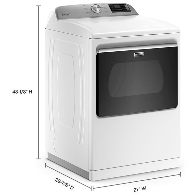 Maytag 27 in. 7.4 cu. ft. Smart Electric Dryer with Extra Power Button, Sensor Dry, Sanitize & Steam Cycle - White, White, hires