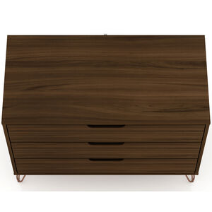 Manhattan Comfort Rockefeller Mid-Century Modern 3-Drawer Dresser - Brown, Brown, hires