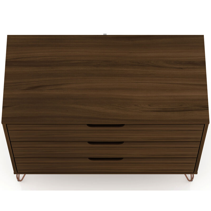 Manhattan Comfort Rockefeller Mid-Century Modern 3-Drawer Dresser - Brown, Brown, hires