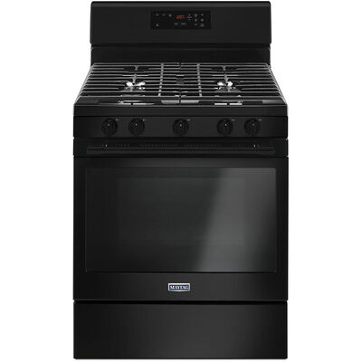 Maytag 30 in. 5.0 cu. ft. Oven Freestanding Gas Range with 5 Sealed Burners - Black | MGR6600FB