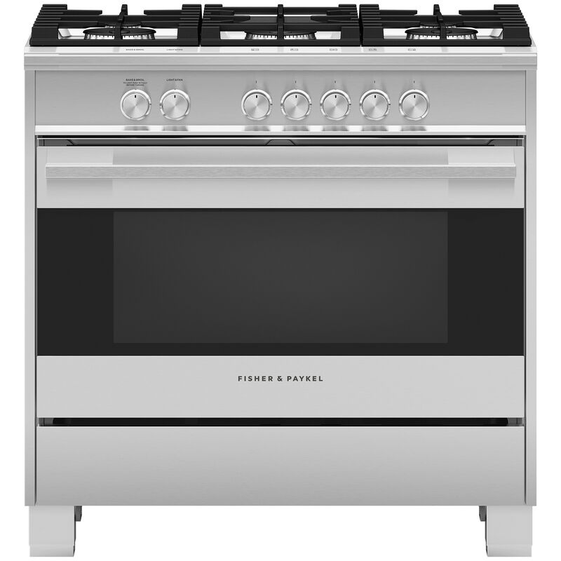 Fisher & Paykel Series 7 36" Freestanding Gas Range with 5 Sealed Burners, 4.9 Cu. Ft. Single Oven & Storage Drawer - Stainless Steel, , hires