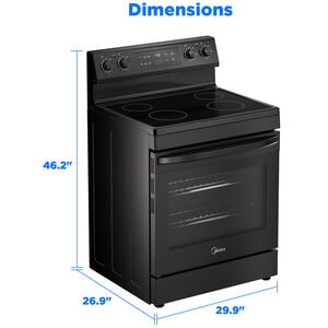 Midea 30 in. 6.3 cu. ft. Electric Range with Radiant Burners - Black, Black, hires