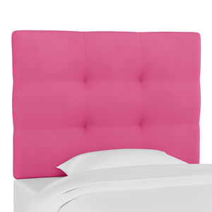 Skyline Furniture Kids Pull Tufted Microsuede Fabric Twin Size Headboard-Hot Pink, , hires
