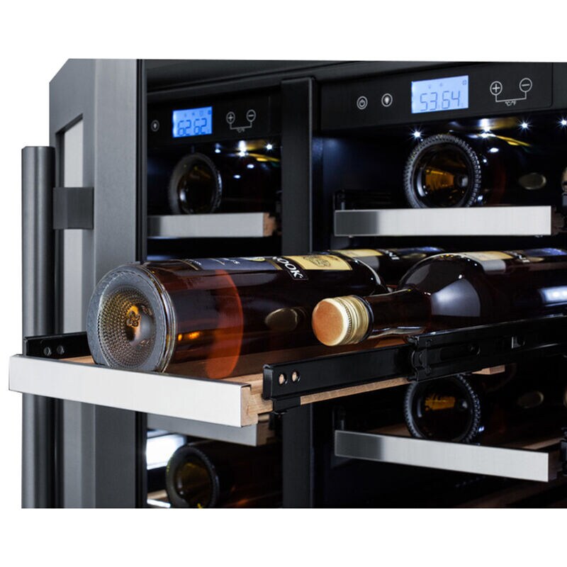 Summit 24 in. Undercounter Wine Cooler with Wood Racks, Dual Temperature Zones & 42 Bottle Capacity - Black, , hires