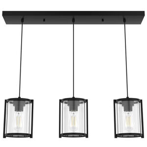 Hunter Astwood 9 in. 3-Light Linear Cluster Ceiling Light with Clear Glass - Matte Black, , hires
