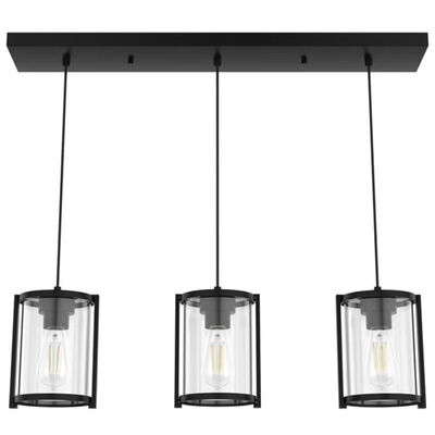 Hunter Astwood 9 in. 3-Light Linear Cluster Ceiling Light with Clear Glass - Matte Black | 19137