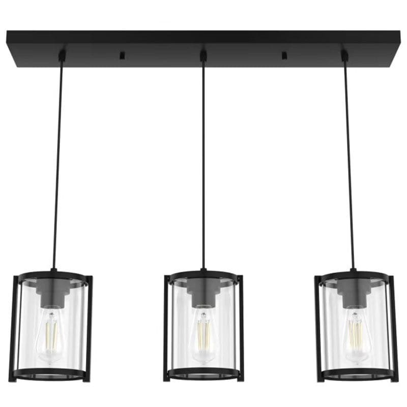 Hunter Astwood 9 in. 3-Light Linear Cluster Ceiling Light with Clear Glass - Matte Black, , hires