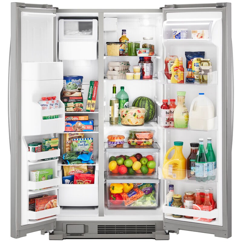Whirlpool 33 in. 21.4 cu. ft. Side by Side Refrigerator with Ice & Water Dispenser - Monochromatic Stainless Steel, Monochromatic Stainless Steel, hires