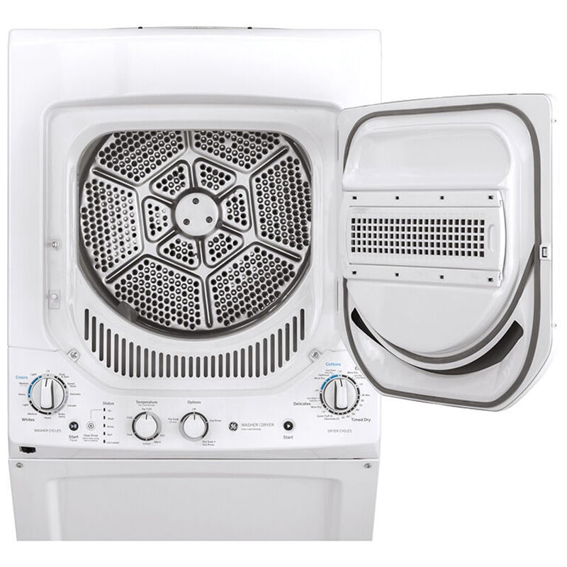 GE 24 in. Laundry Center with 2.3 cu. ft. Washer with 11 Wash Programs & 4.4 cu. ft. Dryer with 4 Electric Dryer Programs & Wrinkle Care - White, , hires