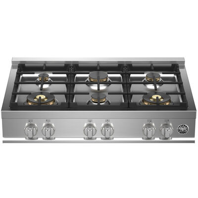 Bertazzoni Master Series 36 in. 6-Burner Natural Gas Rangetop with Simmer & Power Burners - Stainless Steel | MAST366RTBXT