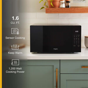 Whirlpool 22 in. 1.6 cu. ft. Countertop Microwave with 10 Power Levels & Sensor Cooking - Black, Black, hires