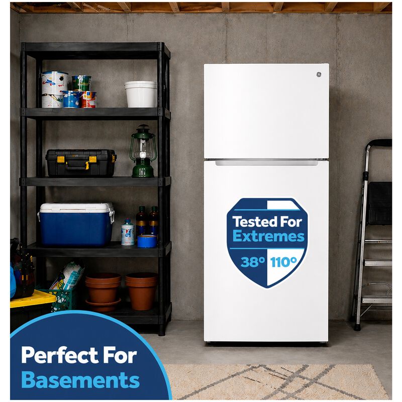 GE 30 in. 21.0 cu. ft. Garage-Ready Top Freezer Refrigerator - White, White, hires
