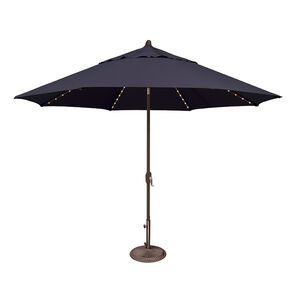 SimplyShade Lanai Pro 11' Octagon Auto Tilt Market Umbrella in Sunbrella Fabric with Built-In StarLights - Navy, Navy, hires