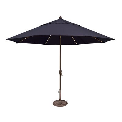 SimplyShade Lanai Pro 11' Octagon Auto Tilt Market Umbrella in Sunbrella Fabric with Built-In StarLights - Navy | SSUM81SL439