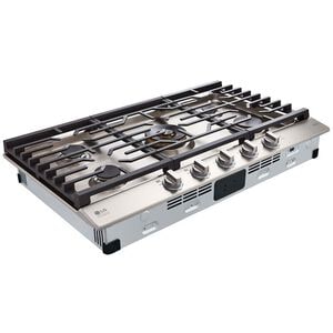 LG Studio 36 in. 5-Burner Smart Natural Gas Cooktop with Griddle, Simmer Burner & Power Burner - Stainless Steel, , hires