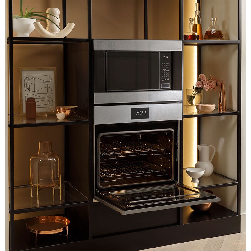 Cafe Minimal Series 30 in. 10 cu. ft. Smart Top Control Electric Double Wall Oven with True European Convection - Platinum Glass, Platinum Glass, hires