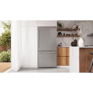Bosch 100 Series 33 in. 17.2 cu. ft Counter Depth Bottom Freezer Refrigerator with Ice Maker - Stainless Steel, , hires