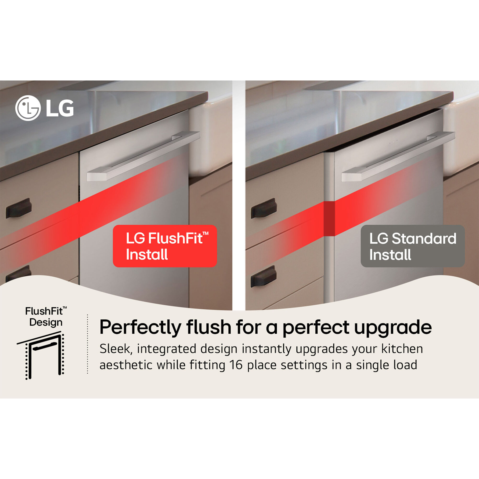 LG 24 in. Top Control Flush-Mount Smart Dishwasher with 44 dBA