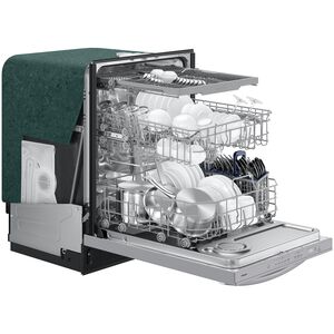 Samsung 24 in. Top Control Flush-Mount Dishwasher with 48 dBA Sound Level, 3rd-Rack & AutoRelease Door Drying - Fingerprint Resistant Stainless Steel, , hires