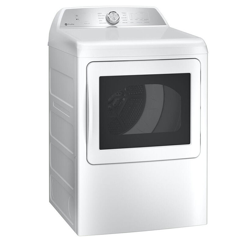 GE Profile 27 in. 7.4 cu. ft. Smart Electric Dryer with Aluminized Alloy Drum, Sanitize Cycle & Sensor Dry - White, White, hires
