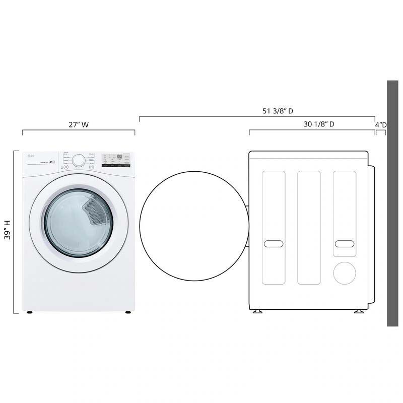 LG 27 in. 7.4 cu. ft. Stackable Gas Dryer with Sensor Dry Technology - White, , hires