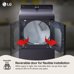LG 27 in. 7.3 cu. ft. Smart Electric Dryer with EasyLoad Door, AI Sensor Dry, TurboSteam Technology & Sanitize Cycle - Matte Black, Matte Black, hires