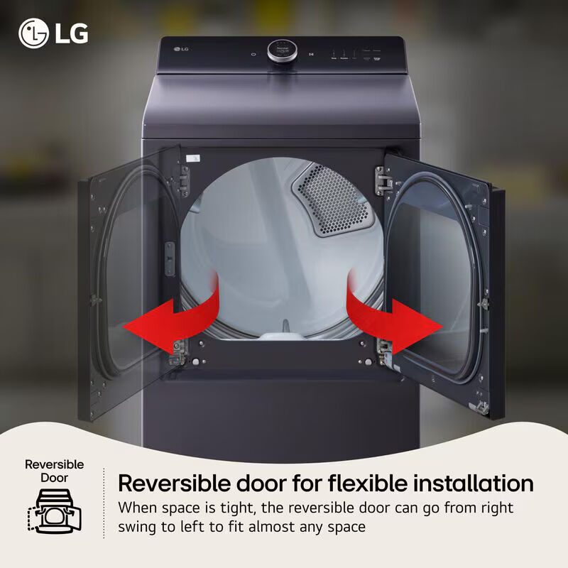 LG 27 in. 7.3 cu. ft. Smart Electric Dryer with EasyLoad Door, AI Sensor Dry, TurboSteam Technology & Sanitize Cycle - Matte Black, Matte Black, hires