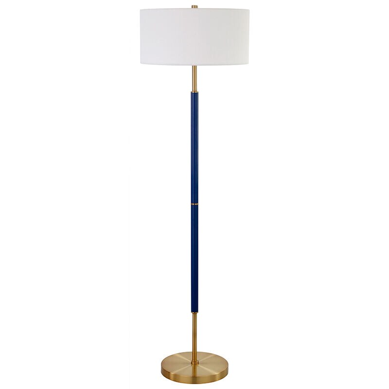 Hudson & Canal Simone Blue and Brass 2-Bulb Floor Lamp, , hires