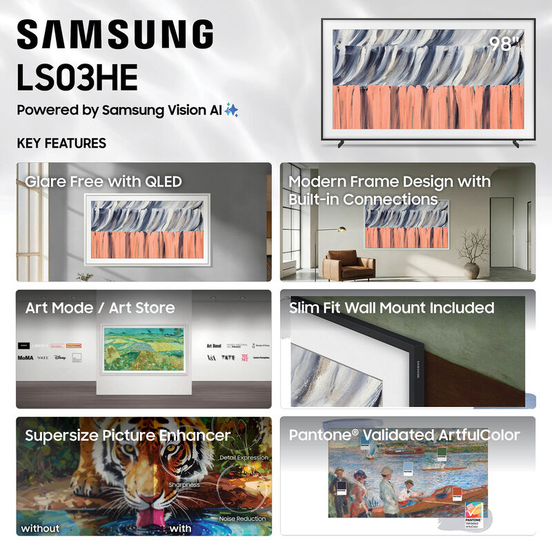 Samsung - 98" Class The Frame (LS03HE) QLED 4K UHD Smart Tizen TV, , hires
