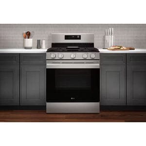 LG 30 in. 6.3 cu. ft. Smart Air Fry True European Convection Gas Range with 5 Sealed Burners & Griddle - Stainless Steel, , hires